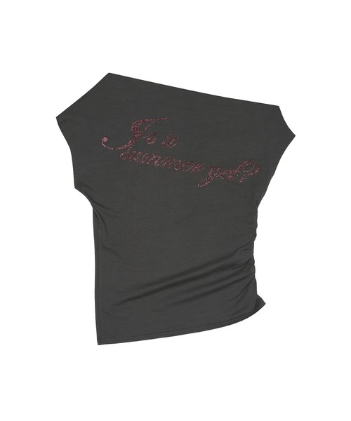 ★LUVISTRUE★SM GLITTER OFFSHOULDER TEE(CHARCOAL)★正規品 LUVISTRUE（ラヴイズトゥルー）の「SM GLITTER OFFSHOULDER TEE