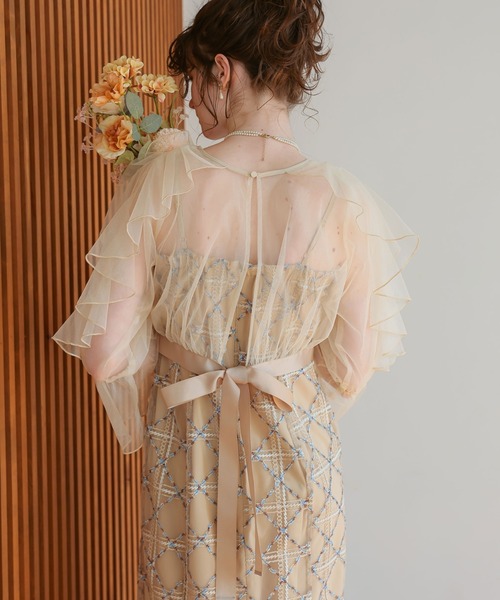 Dorry Doll（ドリードール）の「フリルスリーブチェックレースドレス（ドレス・レディース・ネイビー/ベージュ/ピンク・MEDIUM）」の2枚目の写真