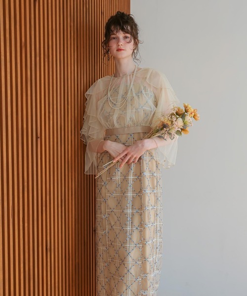 イ★新品★新作★ドリードール　フリルスリーブチェックレースドレス フリルスリーブチェックレースドレス（ドレス）｜Dorry Doll