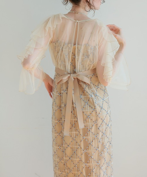 Dorry Doll(ドリードール)の「フリルスリーブチェックレースドレス(ドレス・レディース・ネイビー/ベージュ/ピンク・MEDIUM)」の15枚目の写真