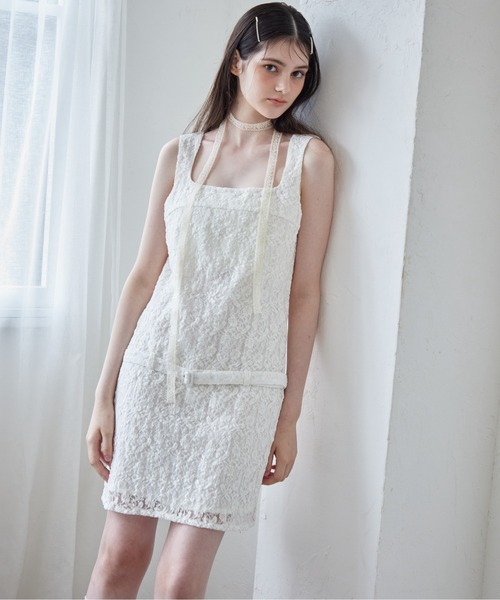 セール】Low belt lace mini dress（ワンピース）｜etre loin