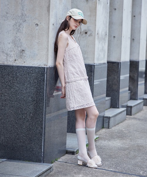 Low belt lace mini dress（ワンピース）｜etre loin