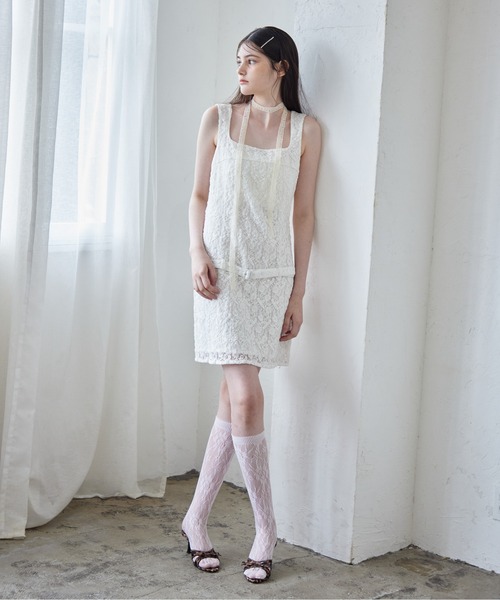 Low belt lace mini dress（ワンピース）｜etre loin