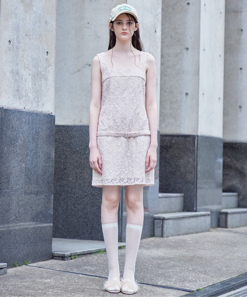 etre loin(エトルワン)の「Low belt lace mini dress(ワンピース・レディース・ブラック/ホワイト/ピンク・M)」の8枚目の写真