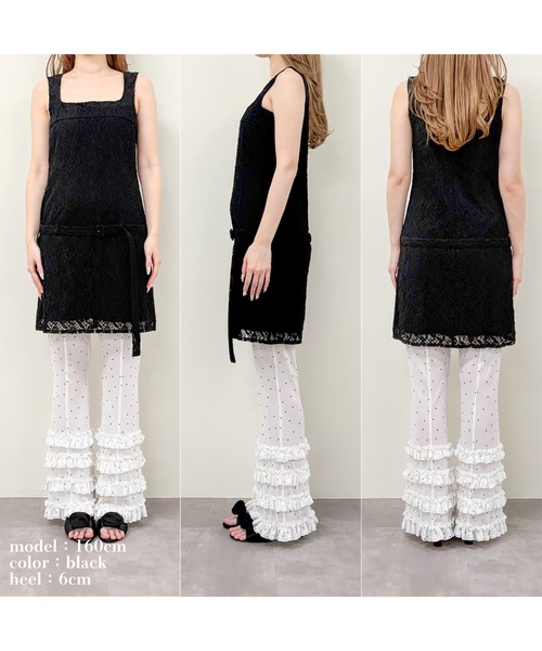 etre loin(エトルワン)の「Low belt lace mini dress(ワンピース・レディース・ブラック/ホワイト/ピンク・M)」の9枚目の写真