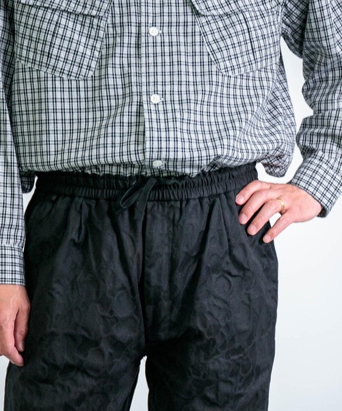 PERVERZE スクラッチジャカードパンツ　ルーズストレート　ブラック ウォッシャブル】ストレートパンツ S＆M Knightsbridge ブラック