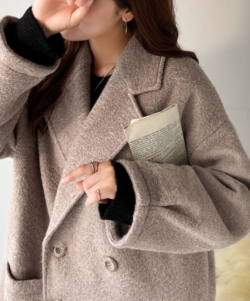 セール】大人の余裕、羽織るだけで美しく。フェイクウールPコート