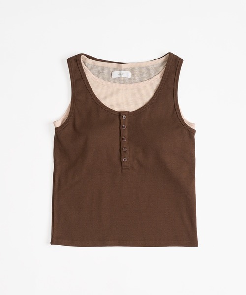 Monoha ブラウン色 スエード風 タンクトップ Monoha ブラウン色 スエード風 タンクトップ