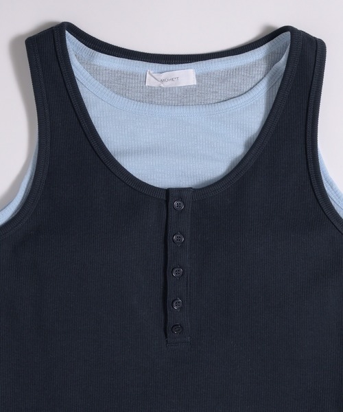 MUHET（ミュエータ）の「layered like tank top with built-in cups / カップ付きレイヤード風タンクトップ（タンクトップ・レディース・ネイビー/ブラック/杢グレー/ライトブルー/ブラウン/レッド・FREE）」の22枚目の写真