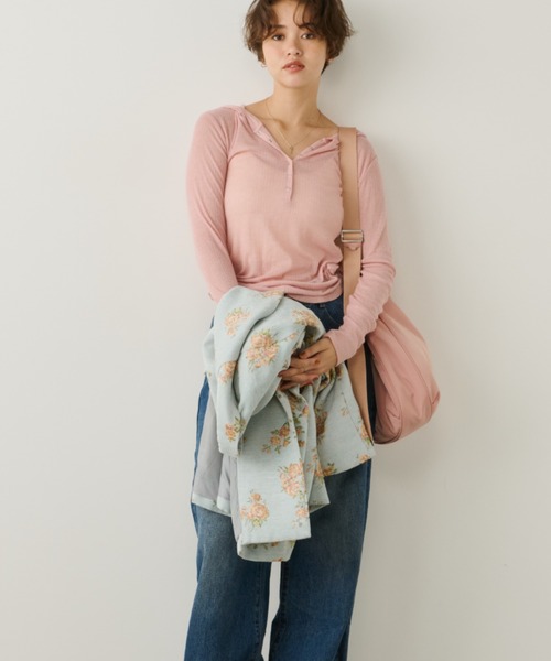 Unitage(ユニテージ)の「アソートフーディーロンT(Tシャツ/カットソー・レディース・ホワイト×ブラック/ブラック/アイボリー/ピンク/ホワイト/チャコールグレー・FREE)」の15枚目の写真