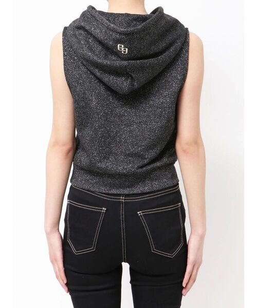 GYDA（ジェイダ）の「GG GLITTERノースリショートスウェットパーカー（Tシャツ/カットソー・レディース・ライトグレー/ブラック・FREE）」の6枚目の写真