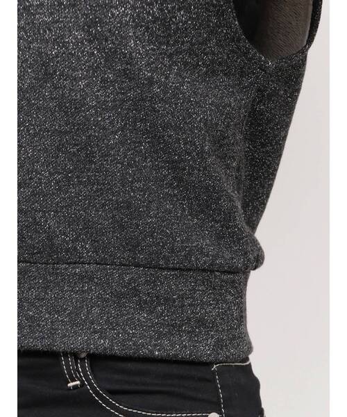 GYDA（ジェイダ）の「GG GLITTERノースリショートスウェットパーカー（Tシャツ/カットソー・レディース・ライトグレー/ブラック・FREE）」の9枚目の写真