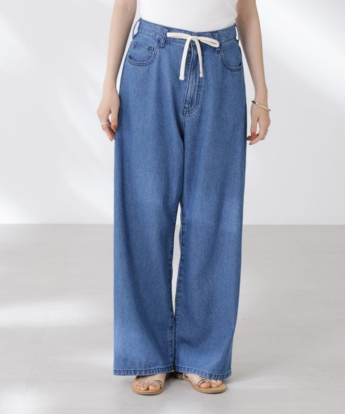 NANO universe（ナノユニバース）の「ドロストソフトデニム（デニムパンツ・レディース・ブルー/ネイビー・FREE）」の14枚目の写真
