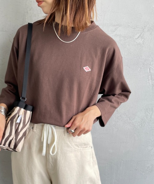 DANTON（ダントン）の「[DANTON/ダントン] ワンポイントロゴ クルーネック7分袖Tシャツ（Tシャツ/カットソー・レディース・アイボリー/ブラック/ホワイト/チャコール/ダークブラウン・S）」の5枚目の写真
