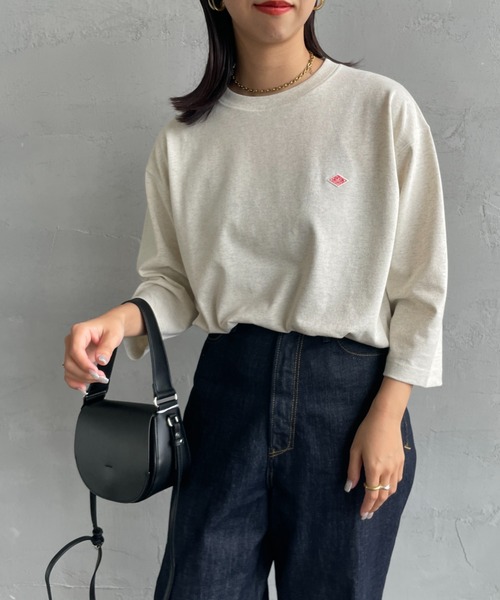 DANTON/ダントン] ワンポイントロゴ クルーネック7分袖Tシャツ