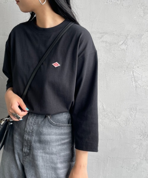 DANTON（ダントン）の「[DANTON/ダントン] ワンポイントロゴ クルーネック7分袖Tシャツ（Tシャツ/カットソー・レディース・アイボリー/ブラック/ホワイト/チャコール/ダークブラウン・S）」の3枚目の写真