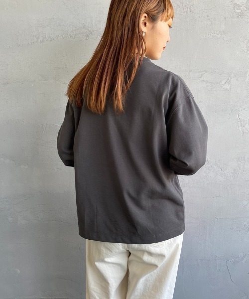 DANTON（ダントン）の「[DANTON/ダントン] ワンポイントロゴ クルーネック7分袖Tシャツ（Tシャツ/カットソー・レディース・アイボリー/ブラック/ホワイト/チャコール/ダークブラウン・S）」の16枚目の写真