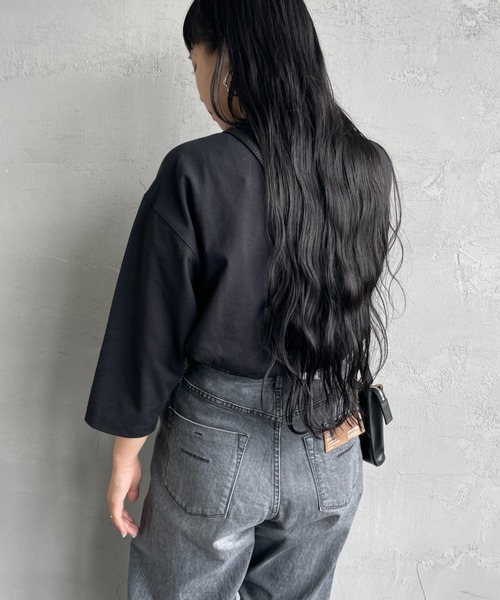 DANTON（ダントン）の「[DANTON/ダントン] ワンポイントロゴ クルーネック7分袖Tシャツ（Tシャツ/カットソー・レディース・アイボリー/ブラック/ホワイト/チャコール/ダークブラウン・S）」の17枚目の写真