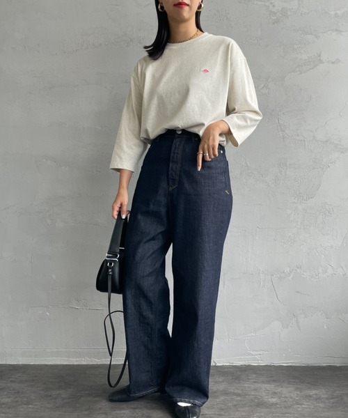 DANTON（ダントン）の「[DANTON/ダントン] ワンポイントロゴ クルーネック7分袖Tシャツ（Tシャツ/カットソー・レディース・アイボリー/ブラック/ホワイト/チャコール/ダークブラウン・S）」の18枚目の写真