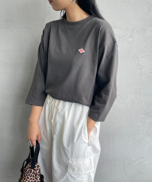 DANTON（ダントン）の「[DANTON/ダントン] ワンポイントロゴ クルーネック7分袖Tシャツ（Tシャツ/カットソー・レディース・アイボリー/ブラック/ホワイト/チャコール/ダークブラウン・S）」の13枚目の写真