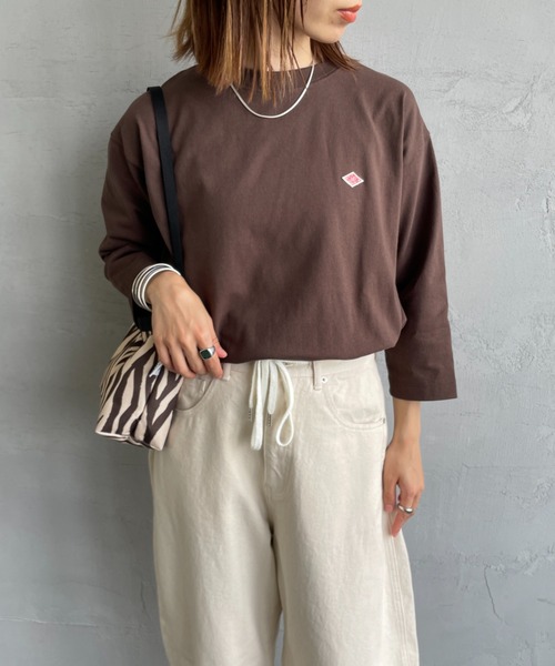 DANTON/ダントン] ワンポイントロゴ クルーネック7分袖Tシャツ