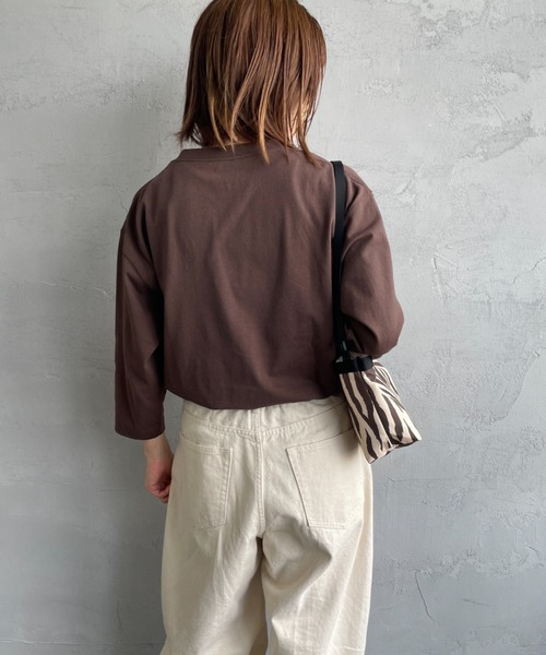 DANTON/ダントン] ワンポイントロゴ クルーネック7分袖Tシャツ（T