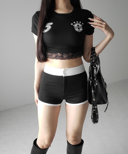 me+em select(ミームセレクト)の「※※【 2color /2size 】バイカラーマイクロミニスパンショートパンツ / bicolor micro mini span short pants(その他パンツ・レディース・ホワイト/ブラック・SMALL/MEDIUM)」の15枚目の写真