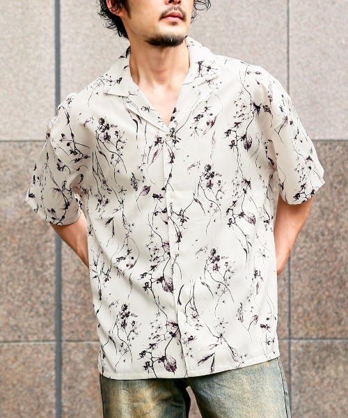 セール】花柄オープンカラー半袖シャツ（シャツ/ブラウス