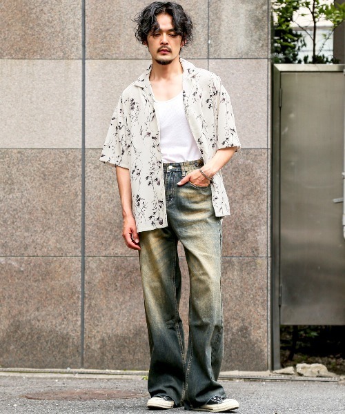 LUXSTYLE(ラグスタイル)の「花柄オープンカラー半袖シャツ(シャツ/ブラウス・メンズ・ホワイト/ブラック・L/M)」の5枚目の写真