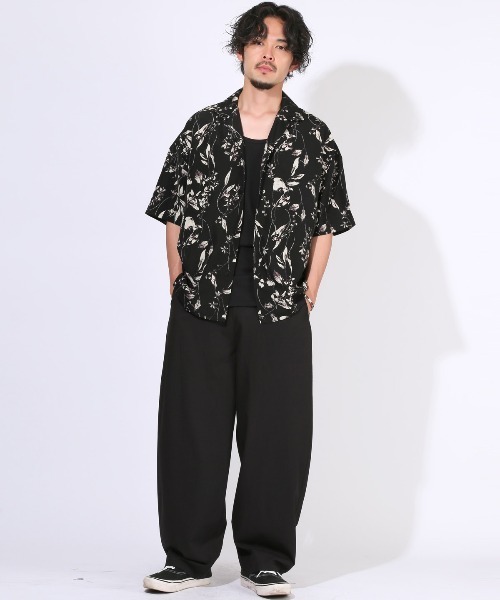 LUXSTYLE(ラグスタイル)の「花柄オープンカラー半袖シャツ(シャツ/ブラウス・メンズ・ホワイト/ブラック・L/M)」の7枚目の写真