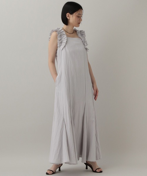 A part by(アパートバイ)の「STELLAフリルスリーブワンピース(ワンピース・レディース・ブラウン/ブルー系その他2/ブラック・FREE)」の3枚目の写真