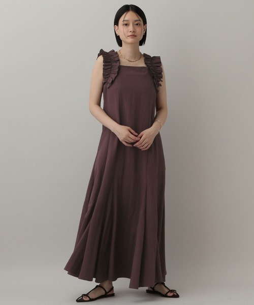 A part by(アパートバイ)の「STELLAフリルスリーブワンピース(ワンピース・レディース・ブラウン/ブルー系その他2/ブラック・FREE)」の4枚目の写真