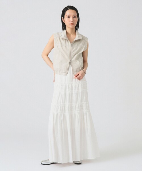 Ray BEAMS（レイビームス）の「スタンドカラー ジップ ベスト［手洗い可］（ベスト・レディース・ダークブラウン/ベージュ・ONE SIZE）」の6枚目の写真