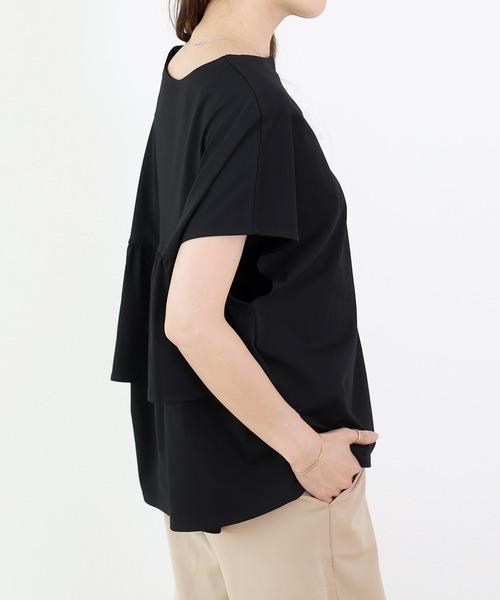 ソロナキーネックバックフリルプルオーバー（Tシャツ/カットソー