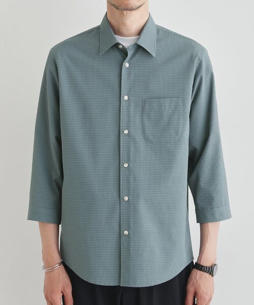 TAKEO KIKUCHI（タケオキクチ）の「【COOL CITY WEAR】DotAir（R）サッカー シャツ（シャツ/ブラウス・メンズ・ネイビー/ブラウン系その他/ブルー・02/03/04）」の6枚目の写真