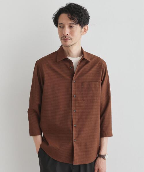 TAKEO KIKUCHI（タケオキクチ）の「【COOL CITY WEAR】DotAir（R）サッカー シャツ（シャツ/ブラウス・メンズ・ネイビー/ブラウン系その他/ブルー・02/03/04）」の16枚目の写真