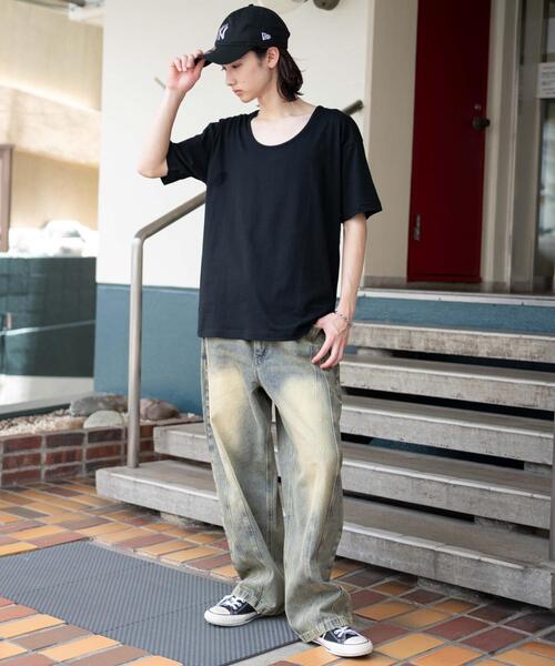 WEGO（ウィゴー）の「WEGO/UネックT（Tシャツ/カットソー・メンズ・ホワイト/ブラック・MEDIUM/LARGE）」の6枚目の写真