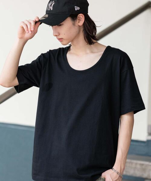 WEGO（ウィゴー）の「WEGO/UネックT（Tシャツ/カットソー・メンズ・ホワイト/ブラック・MEDIUM/LARGE）」の3枚目の写真