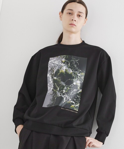 tk.TAKEO KIKUCHI（ティーケータケオキクチ）の「ライトニングウェーブダンボールスウェット（スウェット・メンズ・ブラック/ナチュラル/ホワイト・03/02）」の3枚目の写真