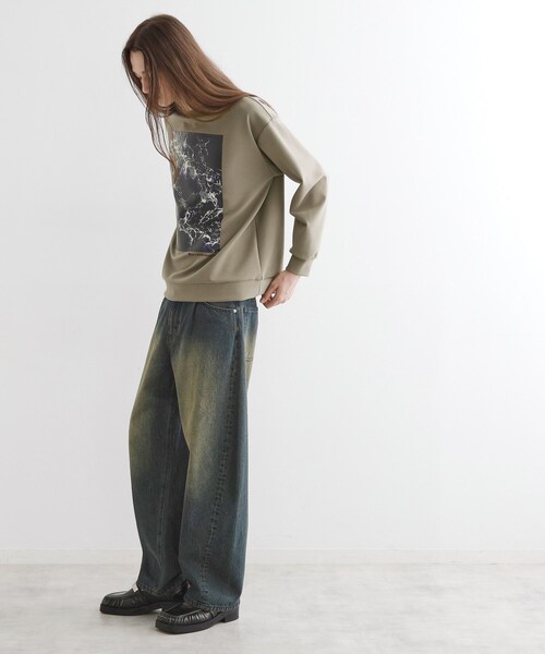 tk.TAKEO KIKUCHI（ティーケータケオキクチ）の「ライトニングウェーブダンボールスウェット（スウェット・メンズ・ブラック/ナチュラル/ホワイト・03/02）」の21枚目の写真