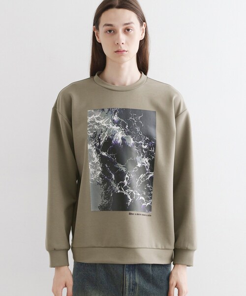 tk.TAKEO KIKUCHI（ティーケータケオキクチ）の「ライトニングウェーブダンボールスウェット（スウェット・メンズ・ブラック/ナチュラル/ホワイト・03/02）」の4枚目の写真