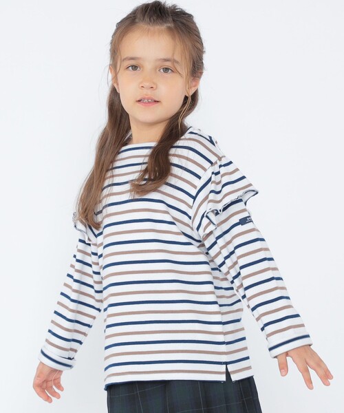 SHIPS(シップス)の「SHIPS KIDS:100~130cm/ボーダー フリル ロングスリーブ Tシャツ(Tシャツ/カットソー・キッズ・オフホワイト/ピンク・100/110/120/130)」の6枚目の写真