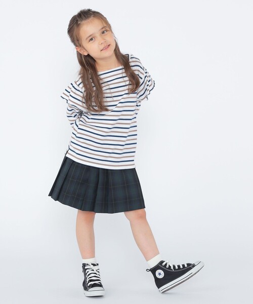 SHIPS(シップス)の「SHIPS KIDS:100~130cm/ボーダー フリル ロングスリーブ Tシャツ(Tシャツ/カットソー・キッズ・オフホワイト/ピンク・100/110/120/130)」の8枚目の写真