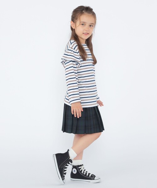 SHIPS(シップス)の「SHIPS KIDS:100~130cm/ボーダー フリル ロングスリーブ Tシャツ(Tシャツ/カットソー・キッズ・オフホワイト/ピンク・100/110/120/130)」の9枚目の写真