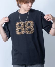 stonewashed apply a leopard t-shirt/ストーンウォッシュ ヒョウ柄 貼り付け Tシャツ