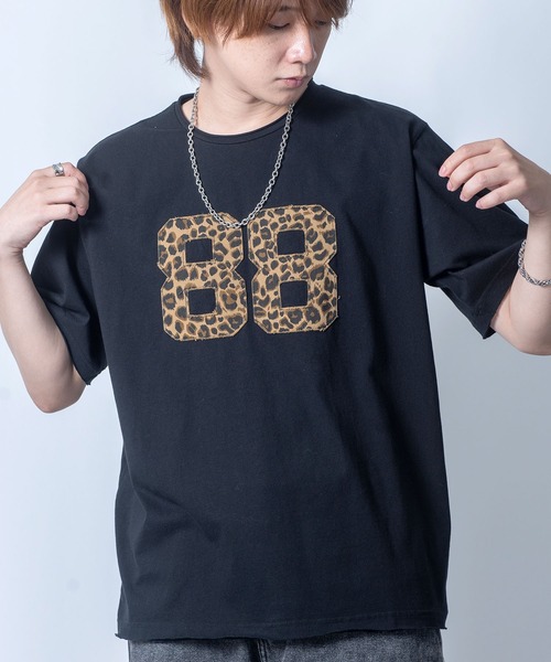 Starting Over（スターティングオーバー）の「stonewashed apply a leopard t-shirt/ストーンウォッシュ ヒョウ柄 貼り付け Tシャツ（Tシャツ/カットソー・メンズ・ブラック/ホワイト・L/M/XL）」の2枚目の写真