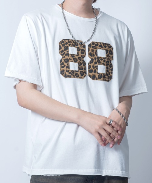 Starting Over（スターティングオーバー）の「stonewashed apply a leopard t-shirt/ストーンウォッシュ ヒョウ柄 貼り付け Tシャツ（Tシャツ/カットソー・メンズ・ブラック/ホワイト・L/M/XL）」の8枚目の写真