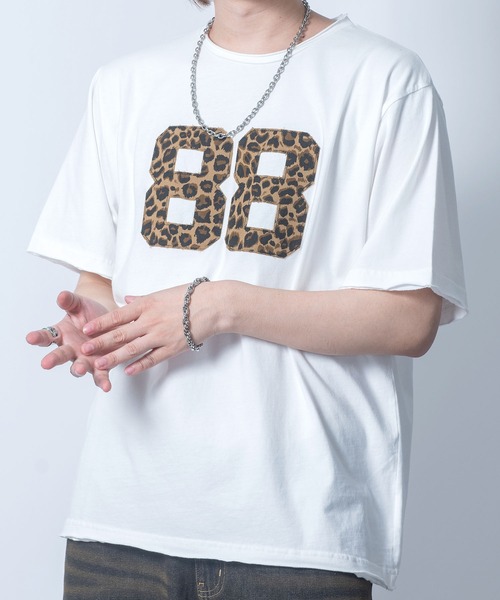 Starting Over（スターティングオーバー）の「stonewashed apply a leopard t-shirt/ストーンウォッシュ ヒョウ柄 貼り付け Tシャツ（Tシャツ/カットソー・メンズ・ブラック/ホワイト・L/M/XL）」の9枚目の写真