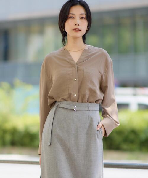 THE SHOP TK （ザ ショップ ティーケー ）の「【通勤にもデイリーにも】ダブルポケットスキッパーシャツ/洗濯機OK（シャツ/ブラウス・レディース・カーキ/アイボリー/ベージュ/スミクロ・13/12）」の12枚目の写真