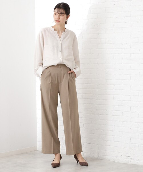 THE SHOP TK （ザ ショップ ティーケー ）の「【通勤にもデイリーにも】ダブルポケットスキッパーシャツ/洗濯機OK（シャツ/ブラウス・レディース・カーキ/アイボリー/ベージュ/スミクロ・13/12）」の16枚目の写真